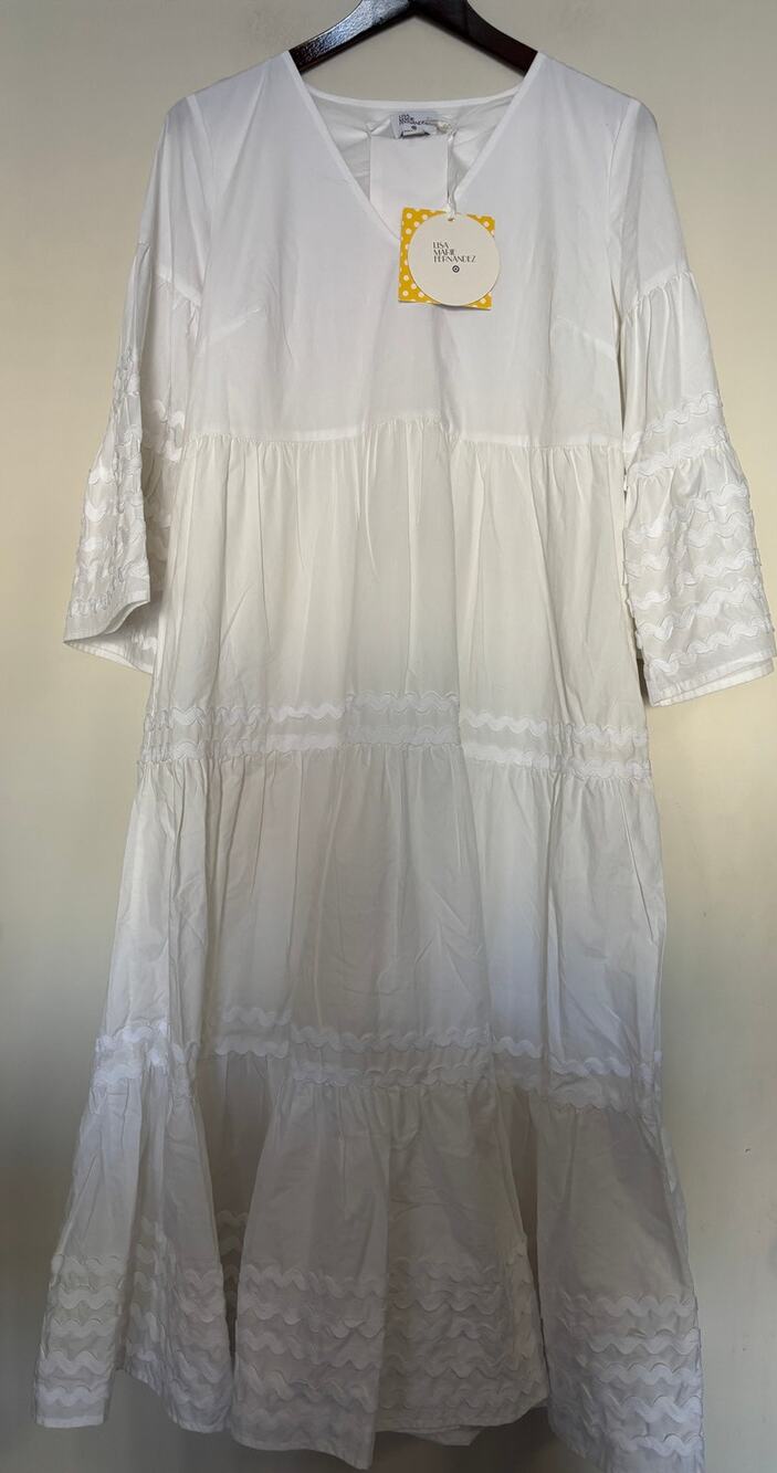Lisa Marie Fernandez x Target Ric Rac Midi Dress White Size XS New